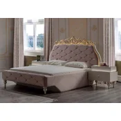 Casa Padrino luxury baroque bedroom set pink/cream/gold - 1 Baroque Double Bed with Headboard & 2 Baroque Bedside Tables - Luxury bedroom furniture in baroque style - Baroque interior