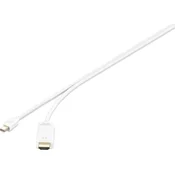 Renkforce Renkforce Mini-DisplayPort / HDMI adapterski kabel mini DisplayPort vtič\, HDMI-A vtič 3.00 m bela RF-3697526 pozlačeni konektorji DisplayPort kabel, (20418372)