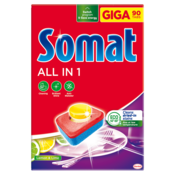 Tablete za strojno pomivanje posode Somat All in One Lemon, 90 tablet