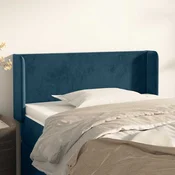 Vidaxl Vzglavje z ušesi temno modro 103x16x78/88 cm žamet