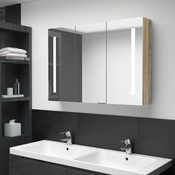 LED kupaonski ormaric s ogledalom 89 x 14 x 62 cm boja hrasta