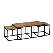 Hanah Home Gigante Set Klub stolova, 3 komada, Hrast-crni