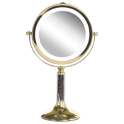 Beliani Kozmetično ogledalo s svetlobo LED o 18 cm zlato BAIXAS