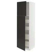 METOD / MAXIMERA Vis.el. s 2 vrata/4 fioke, bela/Nickebo boja antracita, mat, 60x60x200 cm