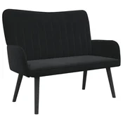 Vidaxl Kavč za 2 osebi Črna 115 x 61 x 87 cm Žamet