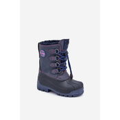 High Warm Childrens Snow Boots With Drawstring Navy Lee Cooper