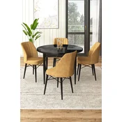 Hanah Home Set Trpezarijski sto i 4 stolice, Oker-crni