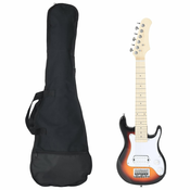 vidaXL Električna gitara za djecu s torbom smeđe-bijele 3/4 30 