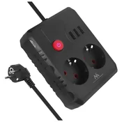 slomart Maclean podaljšek 2x230V + 3xUSB, 3m, črna