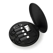 Set dodatkov in pretvornikov USB-C, Lightning, Micro in USB-A za telefon z vgrajenim stojalom in kabelskimi priključki 60W, s prostorom za shranjevanje SIM, SD kartic