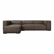 Rjava usnjena kotna zofa (levi kot) Madame - Windsor & Co Sofas