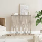 Konzolni stol srebrni 70 x 30 x 70 cm nehrdajuci celik i staklo