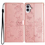 Eleganten etui ovitek za Samsung iPhone 16 Plus, Metulji, Pink