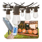 LED prigušiva solarni dekorativni lanac 10xE27/3V USB 2400 mAh 10,62 m IP65 crna + daljinski upravljac