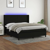 VIDAXL Box spring postelja z vzmetnico LED črna 180x200 cm b