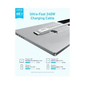 Zolo USB tip-C kabl M/M 1m, za Apple, super brzo punjenje 240W/480Mbps, pleteni, beli