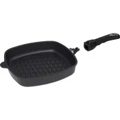 AMT Gastroguss litoželezna BBQ ponev 28x28 cm, primerna za indukcijo, z odstranljivim ročajem