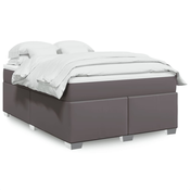 Box spring postelja z vzmetnico siva 140x200 cm umetno usnje