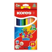 Kores Jumbo trikotne barvice 5 mm z ostiliščem 24 barv