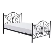 Krevet Houston 1355 Jednostruki, Crna, 120x200, Metalne, Basi a doghePodnice za krevet, 124x209x93cm