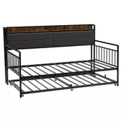 VEVOR Dnevna postelja s predalom 196x115x114 cm Črna
