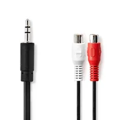 Nedis Stereo avdio kabel | 3,5 mm Hane | 2x RCA Hona | ponikljana | 0,20 m | Okrogla | Lada
