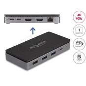 Delock USB Type-C™ 4K Priključna postaja - dvojni HDMI MST / USB / Gibabit LAN / PD 3.0 85 W