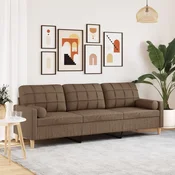 Vidaxl Kavč dvosed z blazinami rjav 210 cm blago