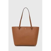 Usnjena torbica Lauren Ralph Lauren bež barva, 431924351