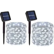 KJB Solarna svetlobna veriga 7 m, 50 LED, bela svetloba, 2 kosa
