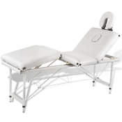 vidaXL Krem bijeli sklopivi masažni cetvorodijelni stol s aluminijskim okvirom