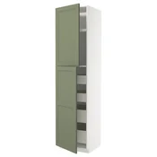 METOD/MAXIMERA Visoka omara z 2 vrati/4 predali, bela/Axstad sivo zelena, 60x60x240 cm