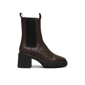 Škornji Calvin Klein Block Heel Chelsea Boot Lth HW0HW03694 Temno rjava