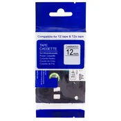 PRINTLINE združljiv trak z Brother TZE-132, 12 mm, rdeč tisk/prozorna podlaga