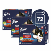 Vrečke FELIX Fantastic okusen izbor hran v želatini – pakiranje različnih hran 72x85 g
