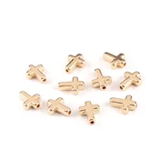 Plastične kroglice / komponente za izdelavo nakita križ 12x15 mm kovinski - zlati (10 kosov)