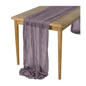 shumee Boho prt z nabrano lilijo vijolično rustikalno nežno prt 90x300 cm