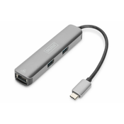 Type-C to HDMI (4K/30Hz) USB-AX3/RJ45 Adapter
