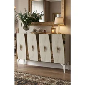 Hanah Home komoda Elips 120, 120 cm, bela / travertin / zlatna