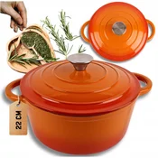 Emajliran litoželezni lonec 22 cm oranžen