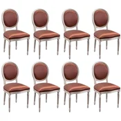 Casa Padrino luxury baroque dining chair set of 8 bordeaux red/white
