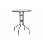 Happy Green Kovinska miza s steklenim vrhom 60 cm, srebrna
