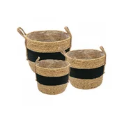 Set 3 vaza s plasticnom unutrašnjosti HAYDEN CAULDRON BLACK