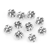Kovinski okras štiriperesna deteljica 8x8 mm - srebrna (40 kosov)
