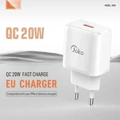 Kucni punjac KONFULON Joko JK90+DC65 PD 20W sa kablom USB na Type-C beli 1m