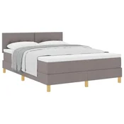 Vidaxl Postelja z vzmetnico z blazino Taupe 160 x 200 cm blago