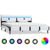 Vidaxl Posteljni okvir LED belo umetno usnje 120x200 cm