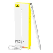 BASEUS kapacitivna Stylus Writing LED olovka (aktivna/pasivna verzija + Type C na Type C kabel) 130 mAh bijela