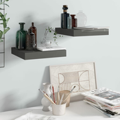 Plutajuce zidne police 2 kom sjajne sive 23 x 23,5 x 3,8 cm MDF