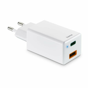 HAMA Brzi punjač, ??1x USB-C PD, 1x USB-A QC, mini punjač, ??38 W, bijeli